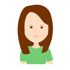 Doodle Woman Cartoon Potrait Avatar Sad Frown Illustration Vector