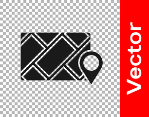 Black Infographic of city map navigation icon isolated on transparent background. Mobile App Interface concept design. Geolacation concept. Vector Illustration.