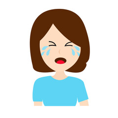 Doodle Woman Short hair Cartoon Potrait Avatar Cry Illustration Vector