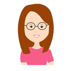 Doodle Woman Wearing Glasses Cartoon Potrait Avatar Smile Illustration Vector