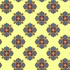 traditional Indian paisley pattern on yellow   background