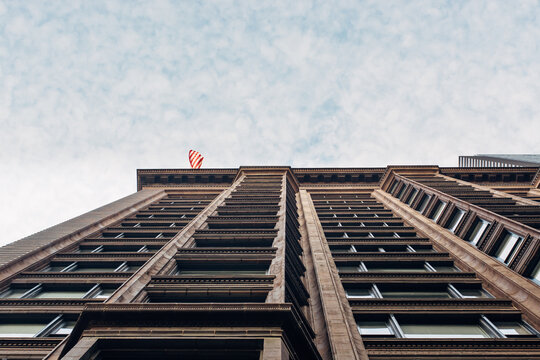 USA flag on top of a highrise in Chicago