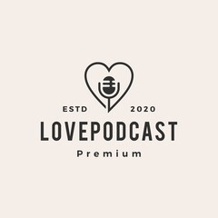 love podcast hipster vintage logo vector icon illustration