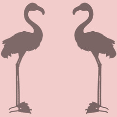 
Flamingo in silhouette, pink background