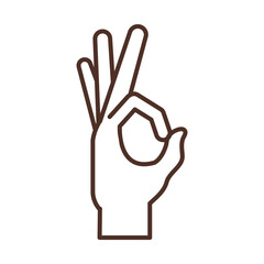 sign language hand indicating ok gesture, line icon
