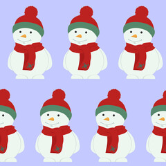 Seamless vector illustration of a snowman