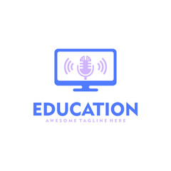 Fototapeta premium Computer And Mic Logo Vector, Computer Logo, Mic Logo Vector