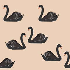 Seamless vector illustration with black swans