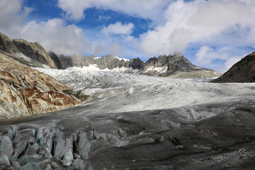 Rhone Glacier in the Swiss Alps. Switzerland. Europe