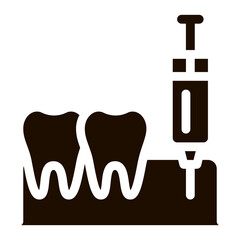 Stomatology Anesthesia Injection Vector Sign Icon . Anesthesia Dentist Instrument Equipment And Device Pictogram. Medical Treatment Therapy Dentistry Monochrome Illustration