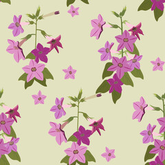 Seamless vector illustration with beautiful burgundy, pink bells.