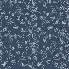 Hand drawn abstract seamless pattern. Vector doodling collection. Scribble illustration
