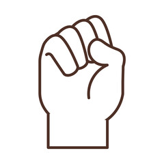 sign language hand gesture indicating s letter, line icon
