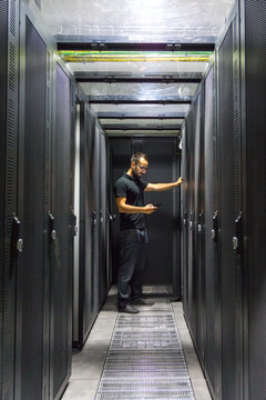 IT computer expert working on Network