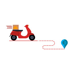 Delivery flat icon and location Motorcycle icon. Design template vector