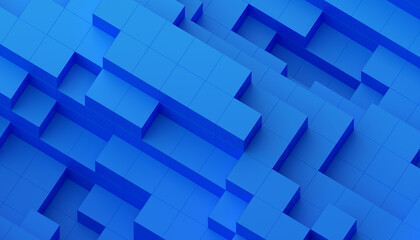 Fototapeta premium Abstract 3d render, blue geometric background design with cubes