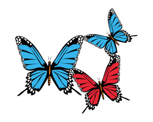Obraz na płótnie Canvas beautiful butterflies flying isolated icons