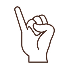 sign language hand gesture indicating j letter, line icon