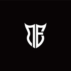Initial D E letter with unique shield style logo template vector