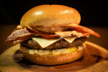 hamburger with bacon