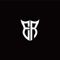 Initial E R letter with unique shield style logo template vector