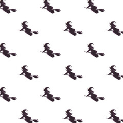 witches flying in brooms silhouettes pattern