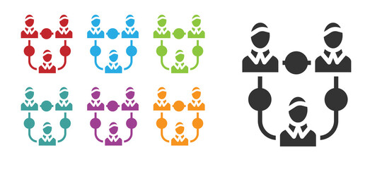 Black Project team base icon isolated on white background. Business analysis and planning, consulting, team work, project management. Set icons colorful. Vector.