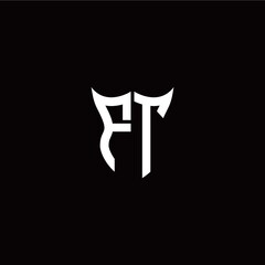Initial F T letter with unique shield style logo template vector