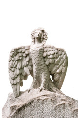 Fototapeta premium Statue of a young angel isolated on white