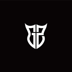 Initial G Z letter with unique shield style logo template vector