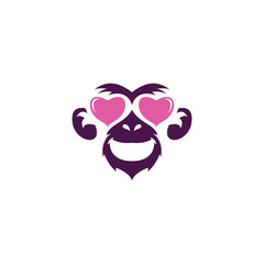 Head monkey design vector with love concept