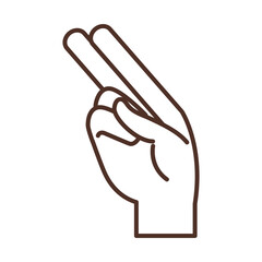 sign language hand gesture indicating h letter, line icon