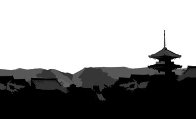 Fototapeta premium Kyoto-style background illustration of the ancient capital 