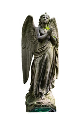 Statue of a young angel isolated on white