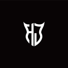 Initial H J letter with unique shield style logo template vector