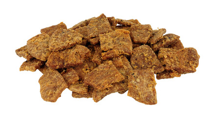 Plant based vegetarian high protein jerky snack isolated on a white background