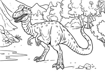 Fototapeta na wymiar Big predatory dinosaur - Crylophosaurus. Dino isolated drawing. Coloring book template.