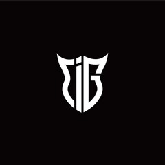 Initial I G letter with unique shield style logo template vector
