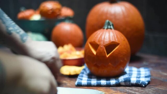 Carvando Calabaza Halloween Oto&ntilde;al D&iacute;a de muertos samhain slider r&aacute;pido