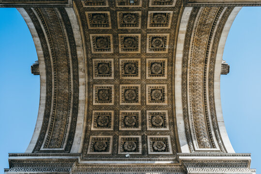 Arc de Triomphe detail in Paris, France