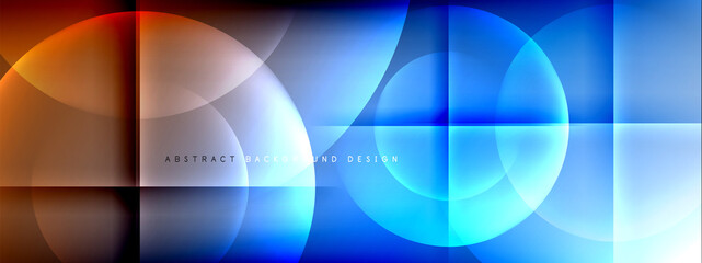 Vector abstract background - circle and cross on fluid gradient with shadows and light effects. Techno or business shiny design templates for text