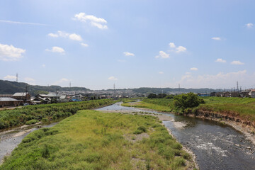 Fototapeta na wymiar 鶴巻橋から見た浅川（東京都八王子市元本郷町）