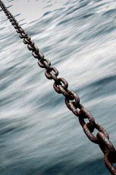 Chain extended over flowing River