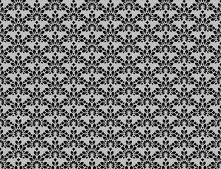 Flower geometric pattern. Seamless vector background. Black and gray ornament