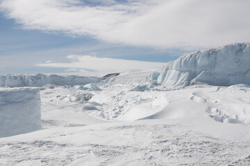 Antarctica landscape on a cloudy winter day