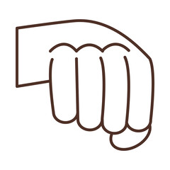 sign language hand gesture fist power, line icon
