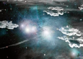 galaxy in a free space. 3D rendering