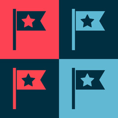 Pop art American flag icon isolated on color background. Flag of USA. United States of America. Vector.