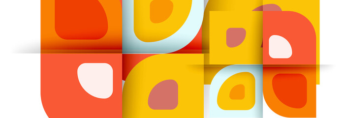 Fototapeta premium Set of vector modern geometric abstract backgrounds with repeating abstract round shapes patterns and shadow effects