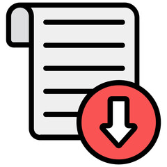 
Arrow with file, flat icon of file download 
